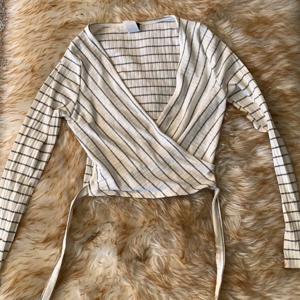 Forever 21 Cross Long Sleeve Striped Shirt